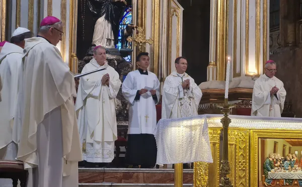 The mass in English was presided over by the Bishop of Crookston (United States), Bishop Andrew Cozzens; accompanied by the Archbishop of Sydney, Mons. Anthony Fisher; and the Auxiliary Bishop of Sydney, Bishop Danny Meagher. Credit: Diego López Marina / EWTN News.