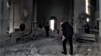 Captura de video de la catedral de Ghazanchetsots o San Salvador (Armenia) destruida. Crédito: EWTN noticias.