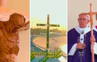 Foto : Crucifijo del altar, Cruz en la frontera y el báculo del Papa / Crédito : Captura de Youtube CTV  Captura de Youtube CTV