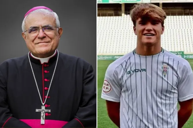 Mons. Demetri Fernández, Obispo de Córdoba (España) y el joven Álvaro Prieto.