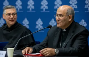 El Cardenal Tolentino de Mendonça durante la rueda de prensa de esta mañana Crédito: Daniel Ibáñez/ACI Prensa