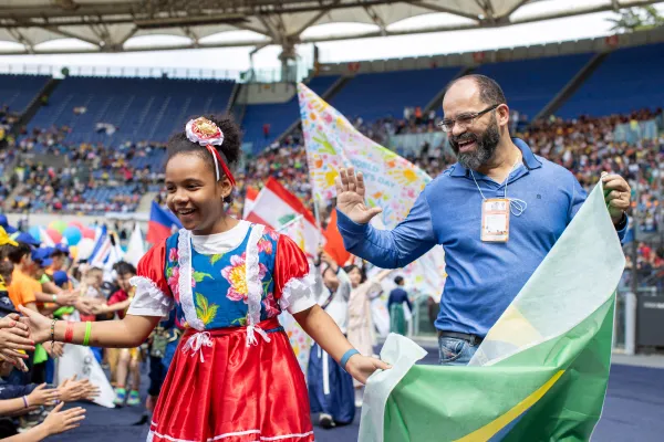 Primera Jornada Mundial de los Niños en el Estadio Olímpico de Roma. Crédito: Daniel Ibáñez / EWTN News