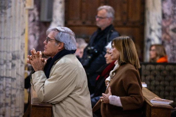 Cardinal Reina, with the Virgin of Luján in the background. Credit: Daniel Ibañez/ Ewtn News