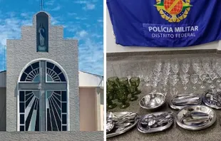Recuperación de objetos robados de la parroquia Nuestra Señora de la Inmaculada Concepción. Crédito: Sitio web de la Policía Militar del Distrito Federal (Brasil). 