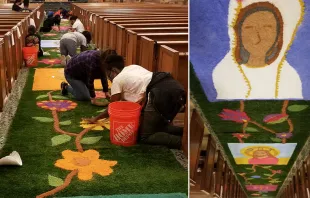 Alfombras de Semana Santa instalada en la parroquia Nuestra Señora de la Gracia en Encino, California (Estados Unidos),| Crédito: Karla Gomez - Our Lady of Grace 