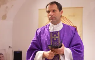 El sacerdote francés P. Antonie Coelho oficia la Misa en la Cuaresma de 2023. Crédito: Captura del canal de  YouTube de la Casa del Espíritu Santo 