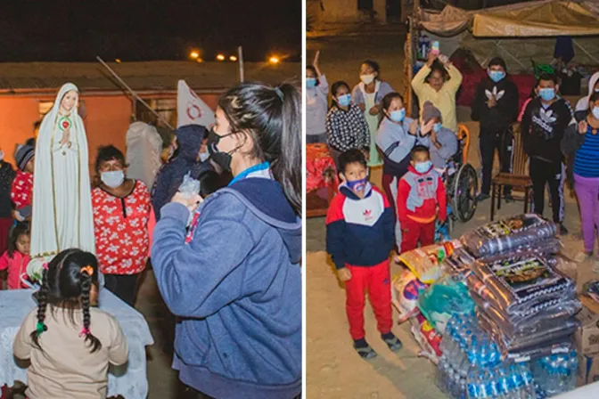 Llevan imagen de la Virgen de Fátima y víveres a damnificados por sismo