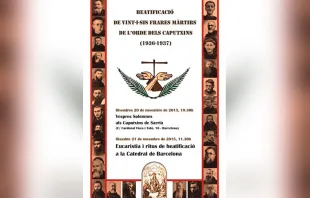 Cartel de la beatificaciu00f3n de los 26 mu00e1rtires capuchinos en Barcelona. Foto: Archidiu00f3cesis de Barcelona.  