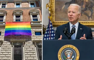 Embajada de Estados Unidos ante la Santa Sede con la bandera del "orgullo gay" / Presidente Joe Biden | Crédito: U.S. Embassy to the Holy See (Vatican) / The White House 