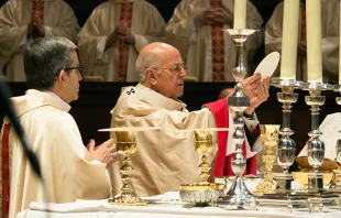 Cardenal Ricardo Blu00e1zquez, durante la misa de acciu00f3n de gracias por sus 50 au00f1os como sacerdote. Foto: Archidiu00f3cesis de Valladolid.  