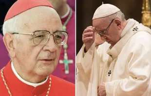 Cardenal Eduardo Martínez Somalo. Crédito: Vatican News. Papa Francisco. Foto: Marina Testino / ACI Prensa 