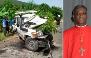 Accidente sufrido por el Cardenal Chibly Langlois el 8 de junio en Haití | Crédito: Maria Lozano (ACN) y Vatican Media 