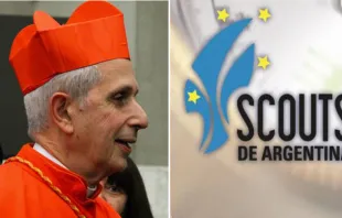 Cardenal Mario Aurelio Poli. Foto: ACI Prensa / Logotipo de Scouts de Argentina. 