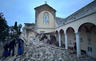 La catedral de la Diócesis de Anatolia, derrumbada por el terremoto. Crédito: Cáritas Española 