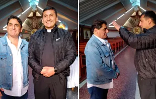Carlos Álvarez recibe la bendición del P. Wilder Bustamant. Crédito: Parroquia Santa María Magdalena - Ciudad Eten 