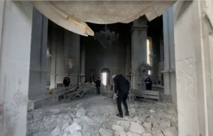 Interior de la catedral destruida. Foto: AP 