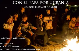 Cartel de la colecta por Ucrania. Foto: AIN 