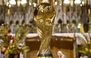 Copa del Mundo ganada por Argentina en Qatar 2022 en el Santuario de la Virgen de Luján. Crédito: Twitter / Santuario de Luján. 