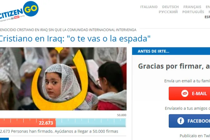 Lanzan campaña en CitizenGo para que la ONU frene genocidio de cristianos en Irak