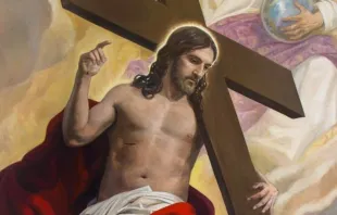 Cristo Resucitado en obra del pintor Raúl Berzosa. 