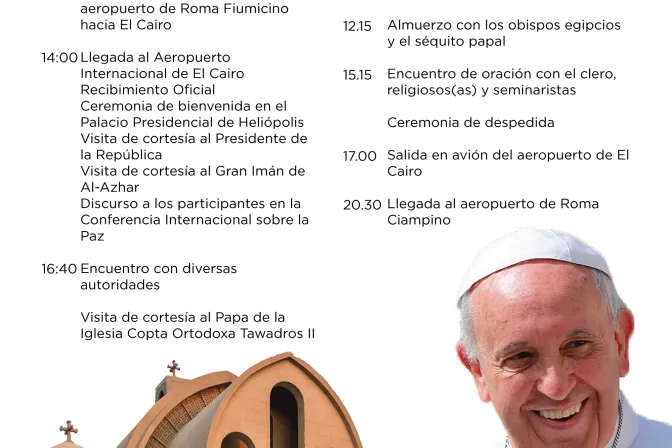 INFOGRAFÍA: Este es el programa oficial de la visita del Papa Francisco a Egipto