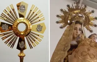 Custodia y corona de la Virgen robadas de iglesia de Cúcuta (Colombia). Crédito: Facebook Parroquia San Juan Evangelista Los Patios 