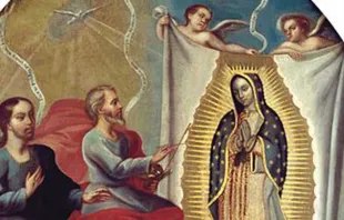 El Padre Eterno pintando la Virgen de Guadalupe. Obra atribuida a Joaquín Villegas. 