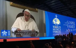 El videomensaje del Papa Francisco transmitido en Dublin. Foto: Twitter Obispos de Irlanda 