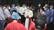Mons. Eugenio Lira Rugarcía visita Hospital General de Reynosa. Crédito: Twitter / @MonsLira.