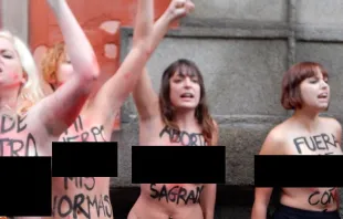 Las Femen que fueron arrestadas en noviembre de 2013. Cru00e9dito: Blanca Ruiz (ACI Prensa) 