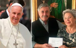 Papa Francisco / Amaro y Josefa con la carta recibida del Santo Padre. Fotos: Daniel Ibau00f1ez (ACI Prensa) / Diu00f3cesis Getafe.  