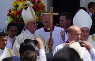 Papa Francisco en Misa en Parque Samanes, en Guayaquil. Foto: David Ramos / ACI Prensa. 