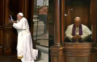 El Papa Francisco se confiesa y confiesa en la Basílica de San Pedro. Imagen captura de CTV 