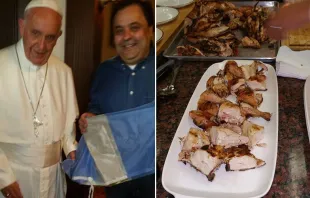 Foto : Papa Francisco e Ismael Alba - pollos a la parrilla / Credito : Facebook Restaurante Buenos Aires 