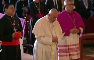El Papa Francisco reza en la Catedral de México. Captura Youtube 