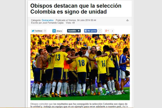 Obispos: Selección Colombia en Brasil 2014 es signo de unidad y ejemplo de trabajo en equipo