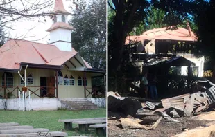 Foto: Iglesia quemada en Chile / Crédito: Obispado de Villarrica 