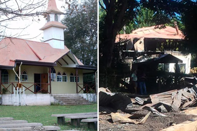 FOTOS: Queman iglesia católica de San Sebastián en el sur de Chile