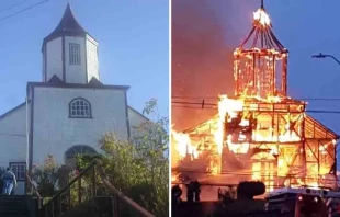 Incendio iglesia San Francisco en enero de 2020. Cru00e9dito: Diu00f3cesis de Ancud. 