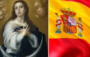 Inmaculada Concepciu00f3n (Bartolomu00e9 Esteban Murillo) - Bandera de Espau00f1a (Pixabay Dominio Pu00fablico) 