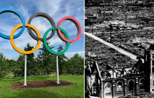 Anillos Olímpicos y Hiroshima después de la bomba. Créditos: Unsplash / Dominio público 