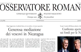 La portada de hoy del diario del Vaticano, L'Osservatore Romano 