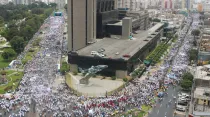Calles de Lima colmadas por manifestantes a favor de la vida. Foto: Marcha por la Vida 2014.