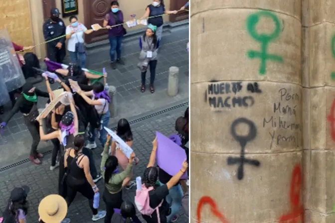 Feministas atacaron iglesias en Latinoamérica en el Día de la Mujer