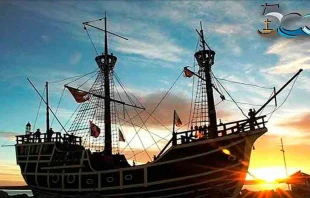 Replica de la nave de la tripulaciu00f3n de Hernando de Magallanes. Cru00e9dito: 500 au00f1os primera Misa. 