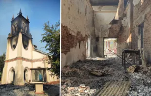 Iglesia Nuestra Señora de la Asunción, destruida por el ejército de Myanmar. Crédito: Radio Veritas Mandalay 
