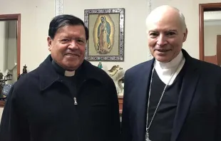 Cardenal Norberto Rivera y Cardenal Carlos Aguiar en encuentro realizado el 31 de octubre. Foto: Arquidiócesis Primada de México. 