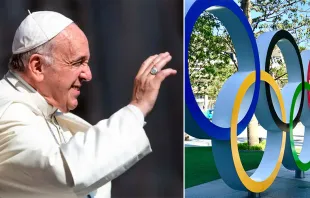 El Papa Francisco en el Vaticano / Símbolos de las Olimpiadas - Crédito: Daniel Ibáñez - ACI Prensa / Unsplash 