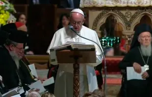 El Papa Francisco en la oración ecuménica en Asís. Captura Youtube 