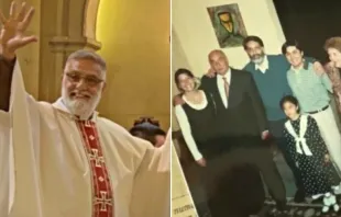 El P. Jorje Leng Salas el día de su ordenación sacerdotal y foto del P. Leng con su familia. Crédito: Diócesis de Valparaíso. 